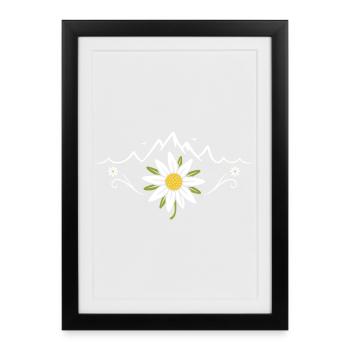 Edelweiss Berge - Volksfest Natur Design - Affiche encadrée (27 × 37 cm) - noir - Devant