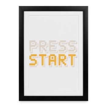 Press Start Retro Gamer Pixel Look Arcade - Framed poster (27 × 37 cm) - black - Front
