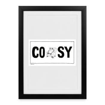 Conception de lettrage de chien câlin - Affiche encadrée (27 × 37 cm) - noir - Devant