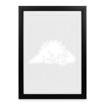 Dino endormi Dino, Dinosaure, Dinosaure, Lézard - Affiche encadrée (27 × 37 cm) - noir - Devant