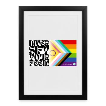 🌈♿ Fierté et handicap – y compris le drapeau - Affiche encadrée (27 × 37 cm) - noir - Devant