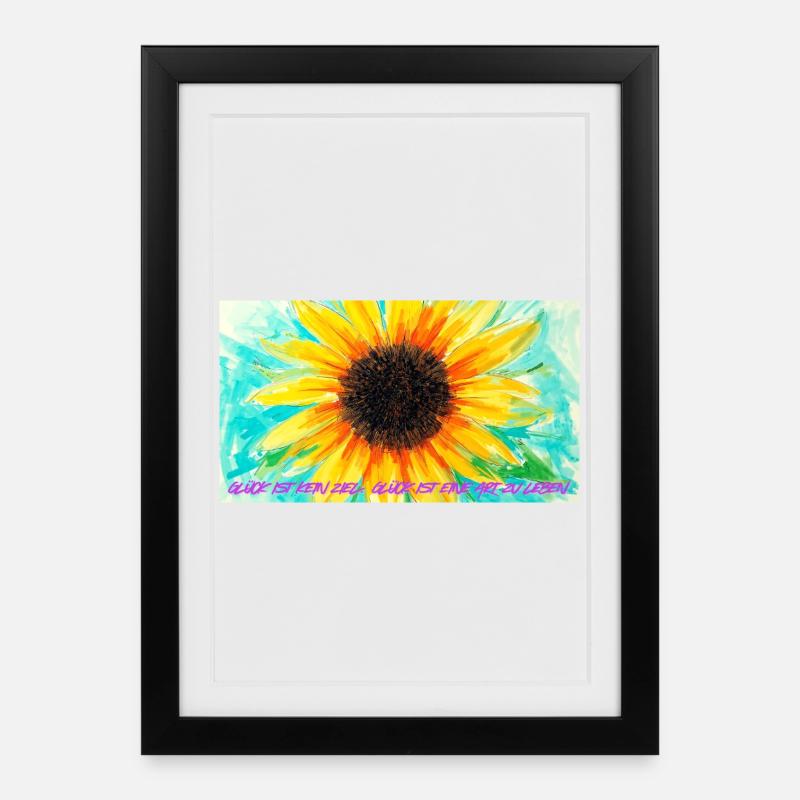 Sonnenblume Farbrausch Kunst - Gerahmtes Poster (27 × 37 cm) - Schwarz