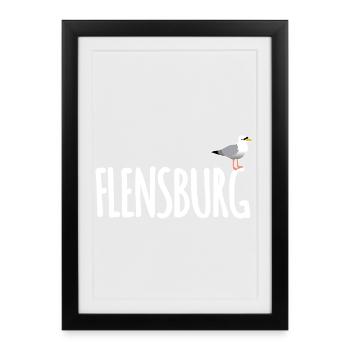 Flensburg Seagull - Framed poster (27 × 37 cm) - black - Front