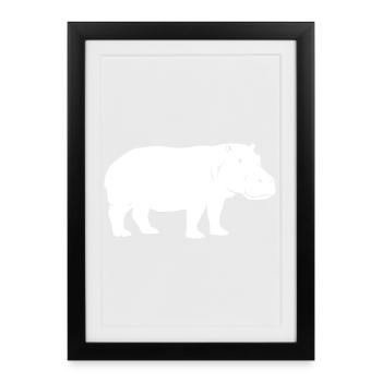 Hippo Silhouette Africa Vector - Affiche encadrée (27 × 37 cm) - noir - Devant