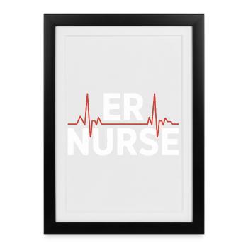 Clinic Hero ER-Nurse Logo - Affiche encadrée (27 × 37 cm) - noir - Devant