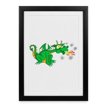 Le gentil dragon - Affiche encadrée (27 × 37 cm) - noir - Devant