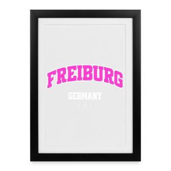 Lettrage du logo rose de Fribourg - Affiche encadrée (27 × 37 cm) - noir - Devant