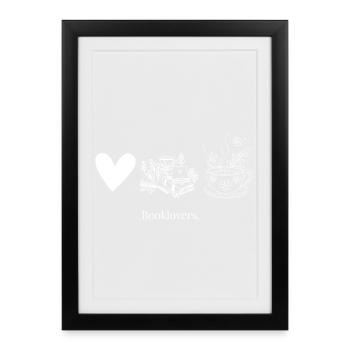 J’adore les livres - Affiche encadrée (27 × 37 cm) - noir - Devant