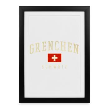 Personnages vintage de Grenchen Suisse - Affiche encadrée (27 × 37 cm) - noir - Devant