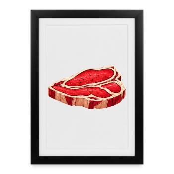 Juicy steak illustration - Framed poster (27 × 37 cm) - black - Front