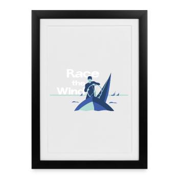 Course the Wind – Mention de l’équipe de régate - Affiche encadrée (27 × 37 cm) - noir - Devant