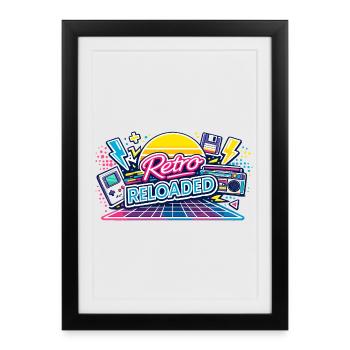 Retro Reloaded Neon Grid - Framed poster (27 × 37 cm) - black - Front