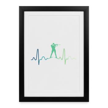 biathlon battement de coeur biathlete  - Affiche encadrée (27 × 37 cm) - noir - Devant