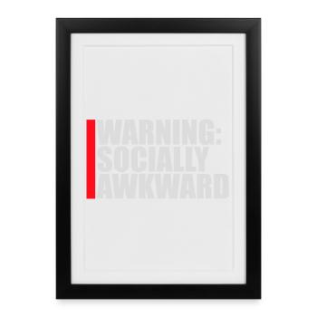 Avertissement : Socialement maladroit Drôle social Maladroit - Affiche encadrée (27 × 37 cm) - noir - Devant