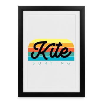 Kitesurfeur Kiteboard Kitesurf Kitesurf - Affiche encadrée (27 × 37 cm) - noir - Devant