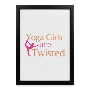 Les filles du yoga sont tordues - Drôle de jeu de mots et namasté sur le yoga - Affiche encadrée (27 × 37 cm) - noir - Devant