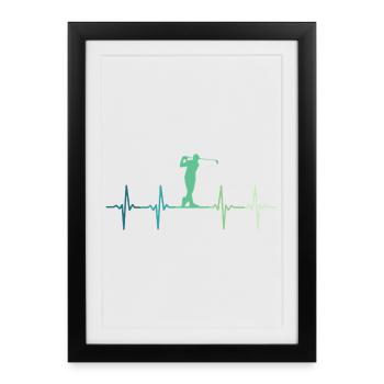 golf battement de coeur de golfeur cadeau golf - Affiche encadrée (27 × 37 cm) - noir - Devant