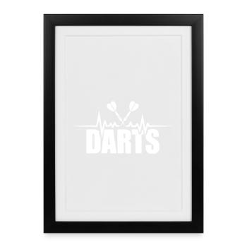 Fléchettes battement de cœur fléchettes joueur de fléchettes - Affiche encadrée (27 × 37 cm) - noir - Devant