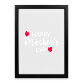Happy Mother's Day Script Hearts - Framed poster (27 × 37 cm) - black - Front