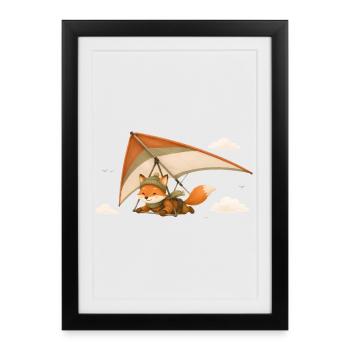 Motif de dessin animé Flying Fox - Affiche encadrée (27 × 37 cm) - noir - Devant