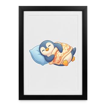 Penguin dort - Affiche encadrée (27 × 37 cm) - noir - Devant