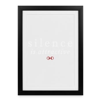 Silence Is Attractive – Quiet Confidence - Framed poster (27 × 37 cm) - black - Front