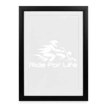 Rider Moto Route Vie - Affiche encadrée (27 × 37 cm) - noir - Devant