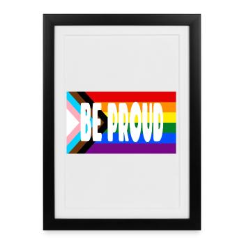 Be Proud Pride Flag Text - Framed poster (27 × 37 cm) - black - Front