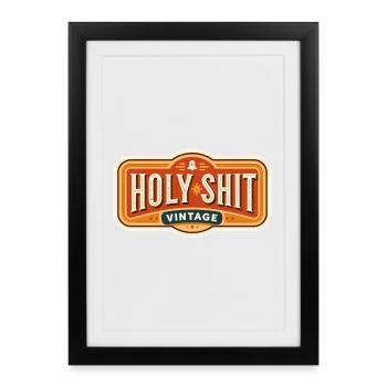 Holy Shit Vintage Badge - Framed poster (27 × 37 cm) - black - Front