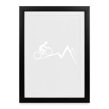 Mountain Bike Minimal Mountain Line - Affiche encadrée (27 × 37 cm) - noir - Devant