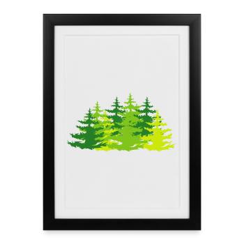 Forest, trees, mixed forests, icon, nature, graphic - Framed poster (27 × 37 cm) - black - Front