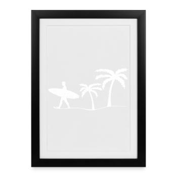 Surfer Surfen - Affiche encadrée (27 × 37 cm) - noir - Devant