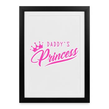 papas fille princesse reine bébé nouveau-né parents papa - Affiche encadrée (27 × 37 cm) - noir - Devant