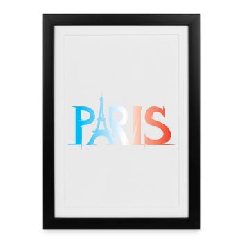 Paris Couleurs Symbole Tour Eiffel Illustration Icône - Affiche encadrée (27 × 37 cm) - noir - Devant