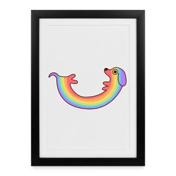 Rainbow dog. Colored dog. Rainbow dog * - Framed poster (27 × 37 cm) - black - Front