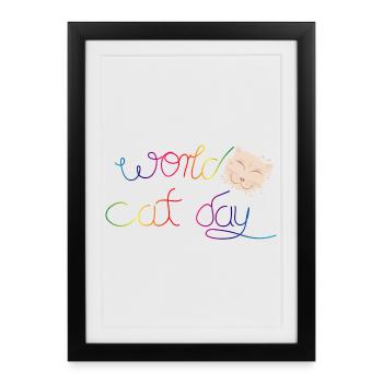 Faute de frappe pour tous les amoureux des chats pour le Cat Day - Affiche encadrée (27 × 37 cm) - noir - Devant