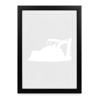 Excavator operator and construction equipment operator Silhouette – - Framed poster (27 × 37 cm) - black - Front