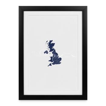 UK Landmarks Silhouette Nightscape - Framed poster (27 × 37 cm) - black - Front