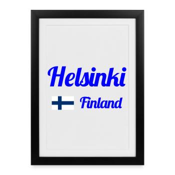Helsinki, Finlande - Imprimés élégants - Affiche encadrée (27 × 37 cm) - noir - Devant