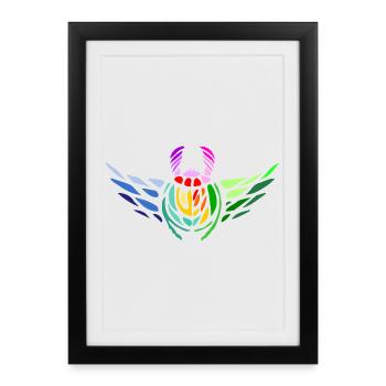 Scarabée de la fierté – Diversité et transformation - Affiche encadrée (27 × 37 cm) - noir - Devant