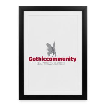Logo_mit_Engel_und_Adresse - Framed poster (27 × 37 cm) - black - Front