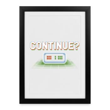 Continue Retro Gamer Pixel 8 Bit Arcade Screen - Framed poster (27 × 37 cm) - black - Front