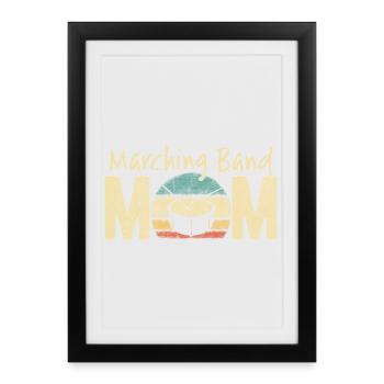 Fanfare Maman Rétro Vintage Music Design - Affiche encadrée (27 × 37 cm) - noir - Devant