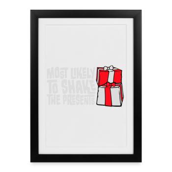 Most Likely to Shake the Presents Christmas Fun - Framed poster (27 × 37 cm) - black - Front