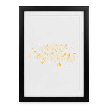 Golden Merry Christmas Font - Framed poster (27 × 37 cm) - black - Front