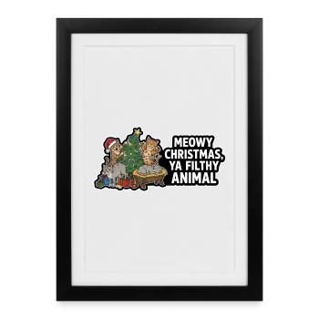 Meowy Christmas Filthy Animal Cats Saying - Framed poster (27 × 37 cm) - black - Front