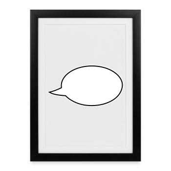 À droite bande dessinée à la bulle de dialogue - Affiche encadrée (27 × 37 cm) - noir - Devant