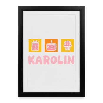 Karolin as a given name - Framed poster (27 × 37 cm) - black - Front