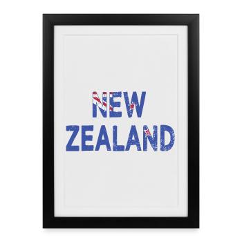 Logo de la Nouvelle-Zélande Drapeau de la Nouvelle-Zélande - Affiche encadrée (27 × 37 cm) - noir - Devant