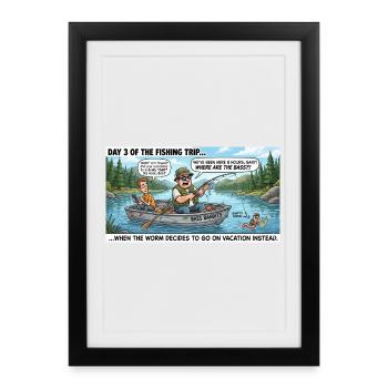 Sortie de pêche des bandits de bar - Affiche encadrée (27 × 37 cm) - noir - Devant